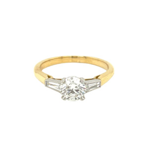 0.80ct Round Brilliant & Baguette Cut Diamond Solitaire Ring
