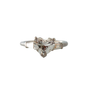 1.51ct Heart Shaped & Bagette Cut Diamond Solitaire Ring