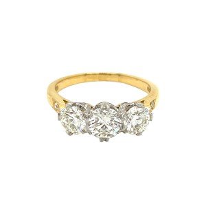 1.70ct Round Brilliant Cut Diamond Trilogy Ring