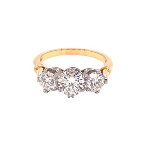 1.91ct Round Brilliant Cut Diamond Trilogy Ring