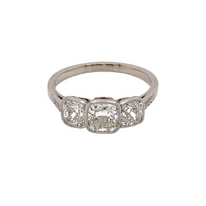 2.11ct Cushion Cut Diamond Trilogy Ring