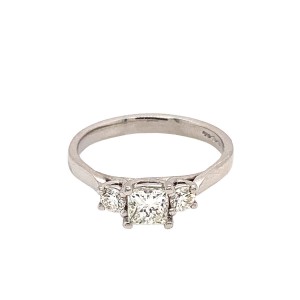 0.79ct Princess Cut Diamond Trilogy Ring