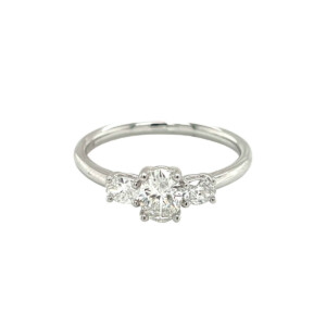 0.51ct Oval Cut Diamond Trilogy Ring