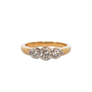 0.86ct Round Brilliant Cut Diamond Trilogy Ring