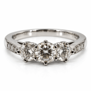 0.84ct Round Brilliant Cut Diamond Trilogy Ring