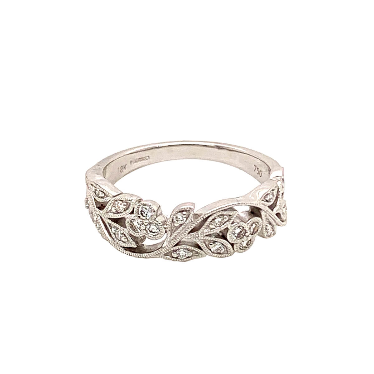 Leaf Design 18ct White Gold Diamond Ring