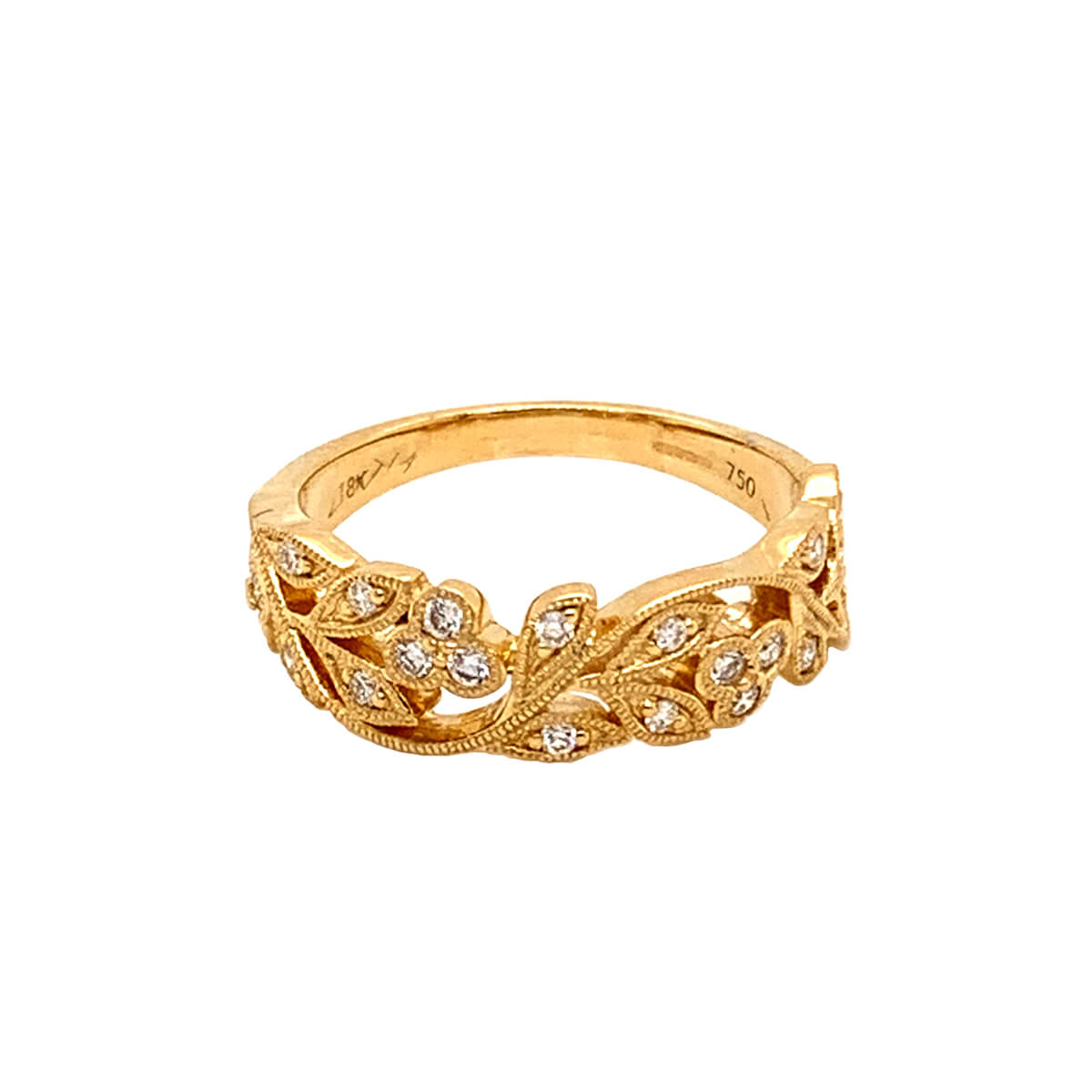 Leaf Design 18ct Yellow Gold Diamond Ring