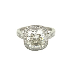 4.02ct Cushion Cut Diamond Halo Cluster Ring