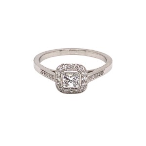 0.56ct Cushion Cut Diamond Halo Cluster Ring
