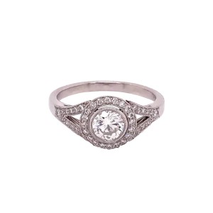 0.75ct Round Brilliant Cut Diamond Halo Cluster Ring