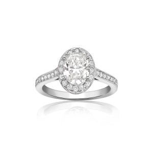 1.01 Oval & Round Brilliant Cut Halo Cluster Ring