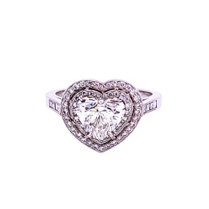 2.23ct Heart Shaped Diamond Halo Cluster Ring