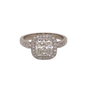 2.07ct Cushion Cut Diamond Halo Cluster Ring