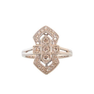 0.40ct Round Brilliant Cut Diamond Art Deco Style Ring