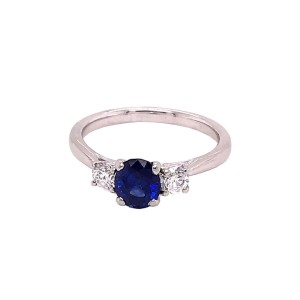 0.99ct Oval Sapphire & Diamond Trilogy Ring