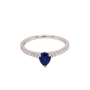 0.60ct Pear Shape Sapphire & Diamond Solitaire Ring