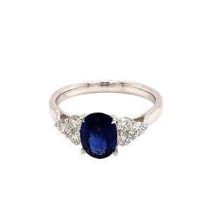1.36ct Oval Sapphire & Diamond Trilogy Ring