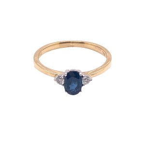 0.63ct Oval Sapphire & Diamond Trilogy Ring