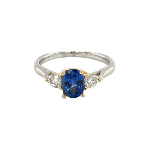 1.36ct Oval Sapphire & Diamond Trilogy Ring