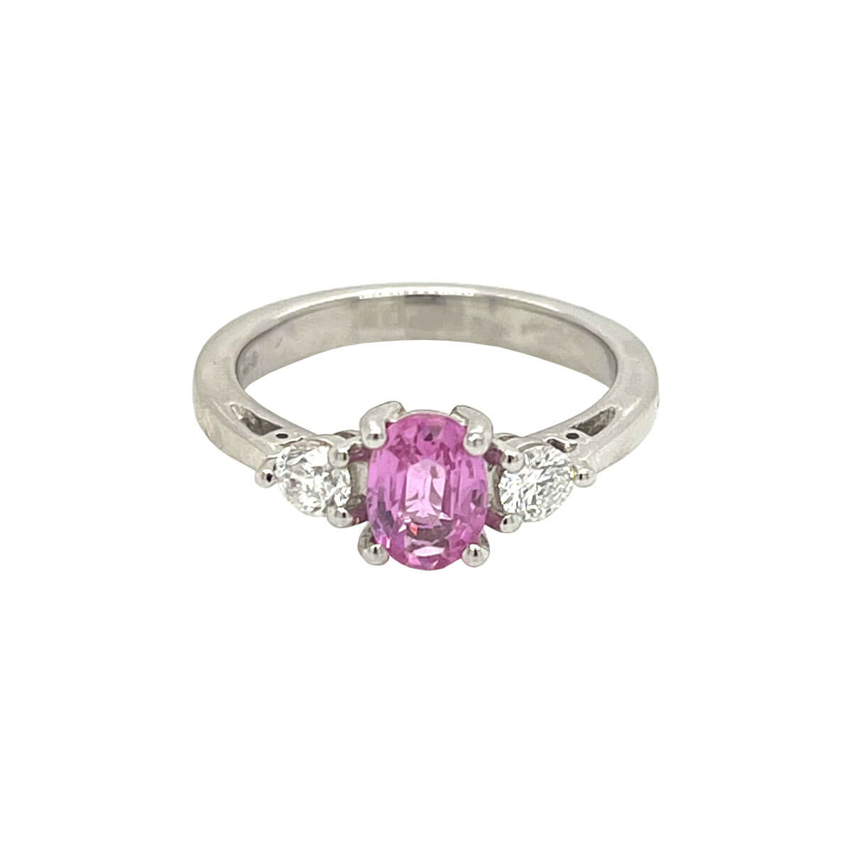 Oval Pink Sapphire & Diamond Trilogy Ring