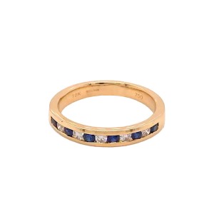 0.27ct Round Sapphire & Round Brilliant Cut Diamond Half Eternity Ring