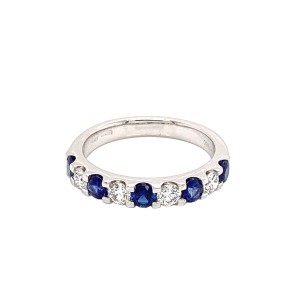0.63ct Round Sapphire & Round Brilliant Cut Diamond Half Eternity Ring