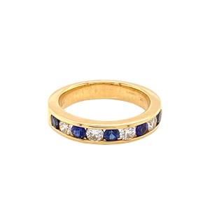 0.67ct Round Sapphire & Round Brilliant Cut Diamond Half Eternity Ring