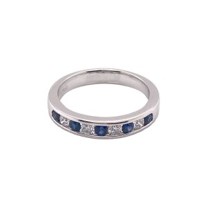 Sapphire & Diamond Half Eternity Ring