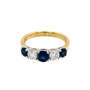 Sapphire & Diamond Five Stone Half Eternity Ring