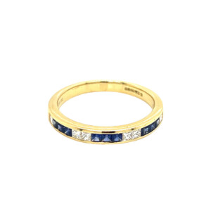 0.30ct Square Cut Sapphire & Diamond Half Eternity Ring