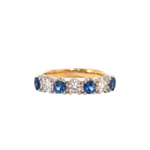 0.70ct Round Sapphire & Round Brilliant Cut Diamond Half Eternity Ring