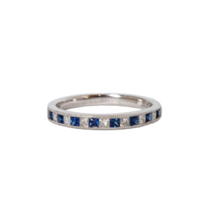 0.33ct Square Cut Sapphire & Princess Cut Diamond Half Eternity Ring