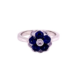0.97ct Sapphire & Diamond Floral Cluster Ring