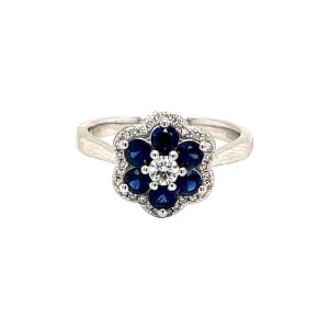 0.72ct Sapphire & Diamond Flower Cluster Ring