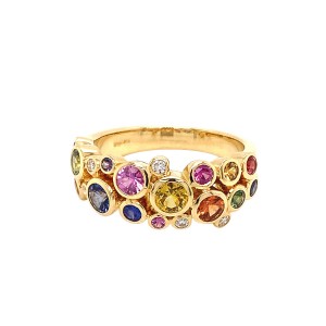1.80ct Multi Coloured Sapphire & Diamond Bubble Ring