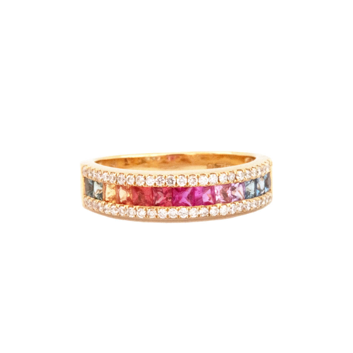 1.01ct Square Sapphire & Round Brilliant Cut Diamond Eternity Ring