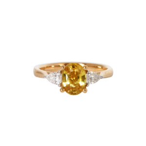 1.42ct Oval Sapphire & Pear Cut Diamond Trilogy Ring