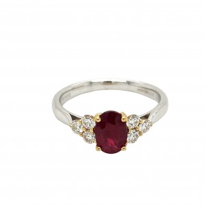 0.99ct Oval Ruby & Diamond Trilogy Style Ring