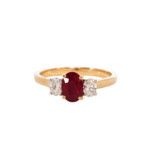 1.01ct Oval Ruby & Oval Diamond Trilogy Ring