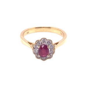 0.46ct Oval Ruby & Diamond Cluster Ring