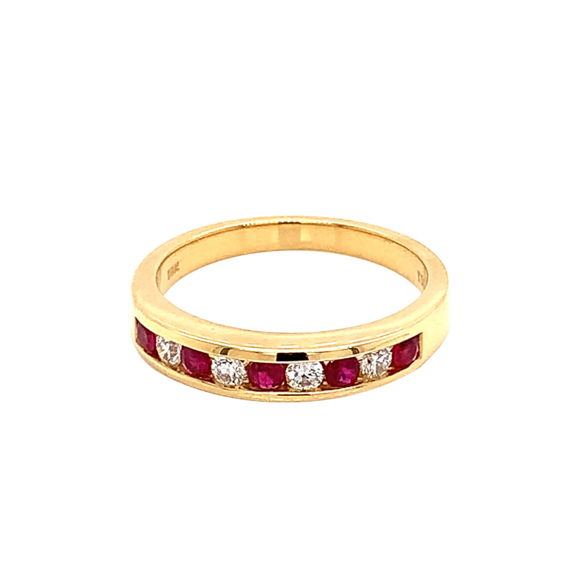 0.25ct Round Cut Ruby & Round Brilliant Cut Diamond Half Eternity Ring