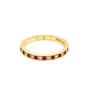 0.13ct Round Cut Ruby & Round Brilliant Cut Diamond Half Eternity Ring