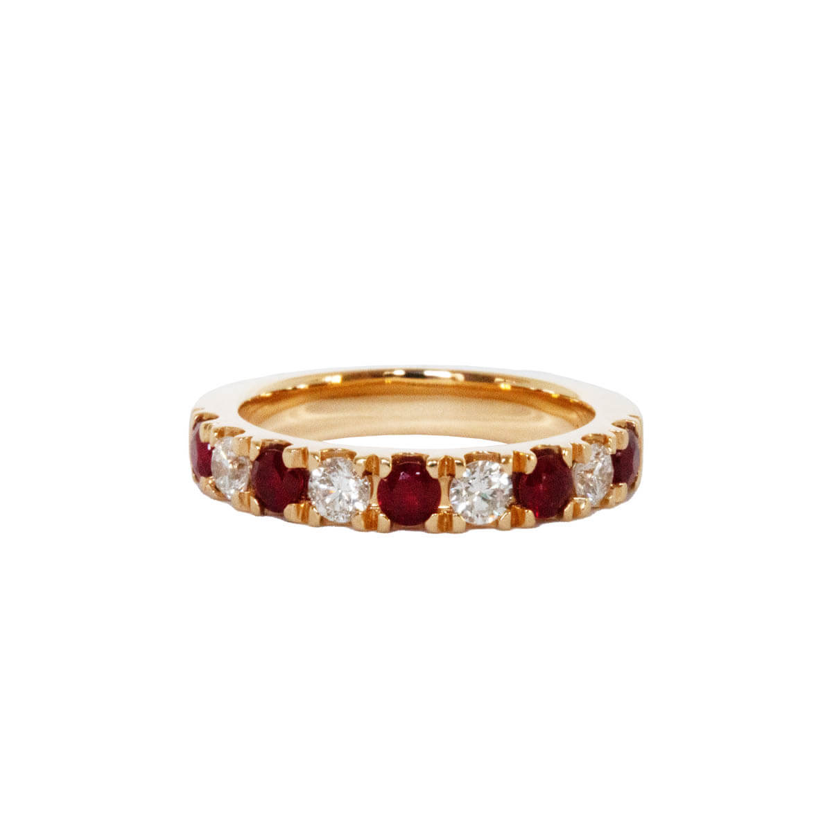 0.64ct Round Ruby & Round Brilliant Cut Diamond Half Eternity Ring