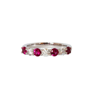 0.40ct Round Ruby & Round Brilliant Cut Diamond Half Eternity Ring