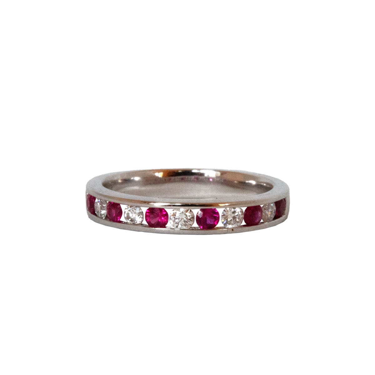 0.38ct Round Ruby & Round Brilliant Cut Half Eternity Ring