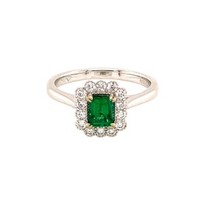 0.51ct Emerald & Diamond Cluster Ring