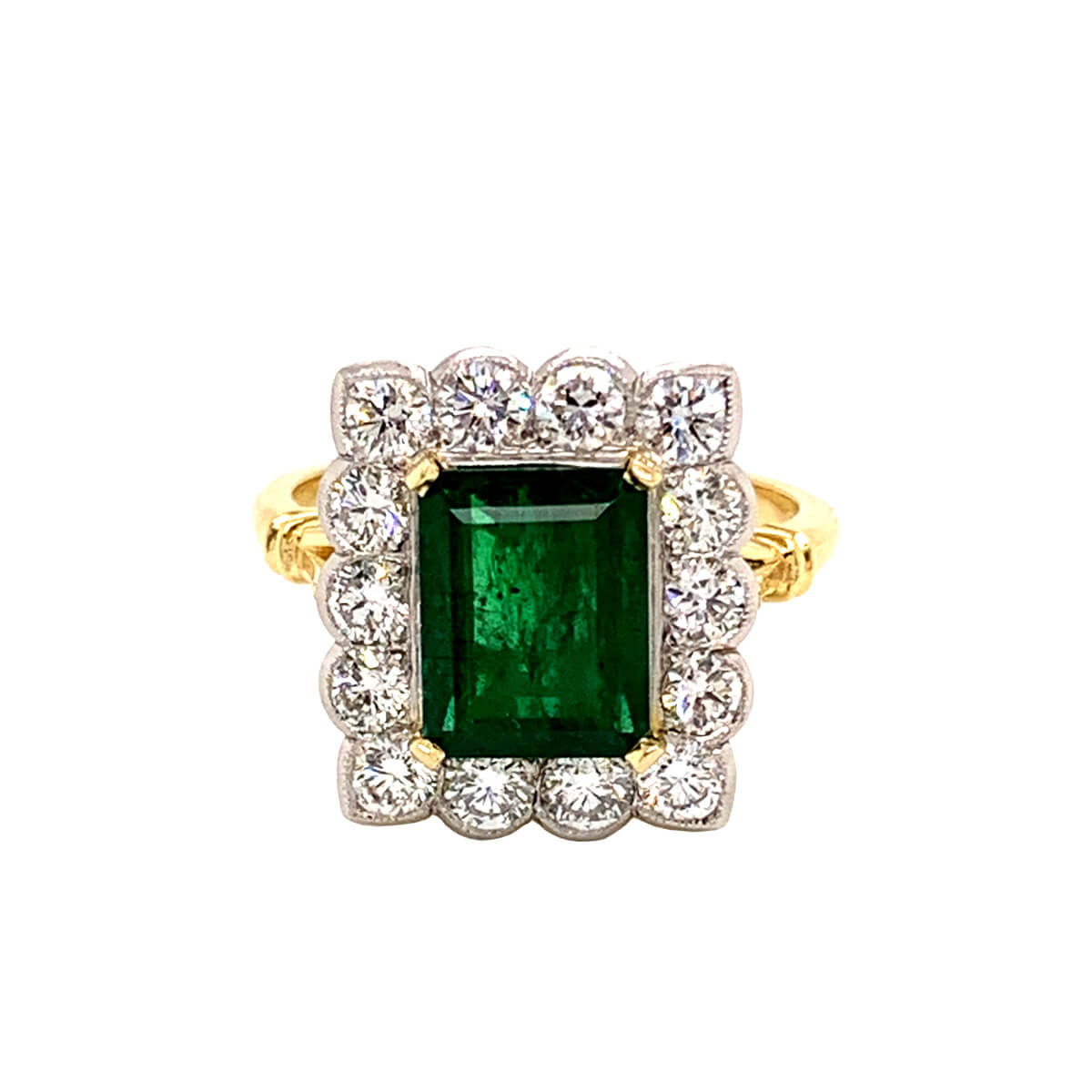 Emerald Cut Emerald & Diamond Cluster Ring Cry For The Moon