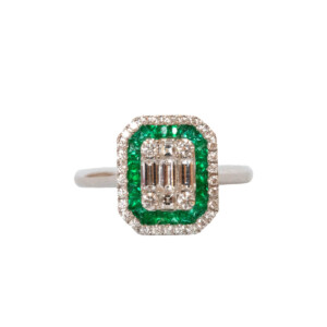 0.61ct Emerald & Diamond Cluster Ring
