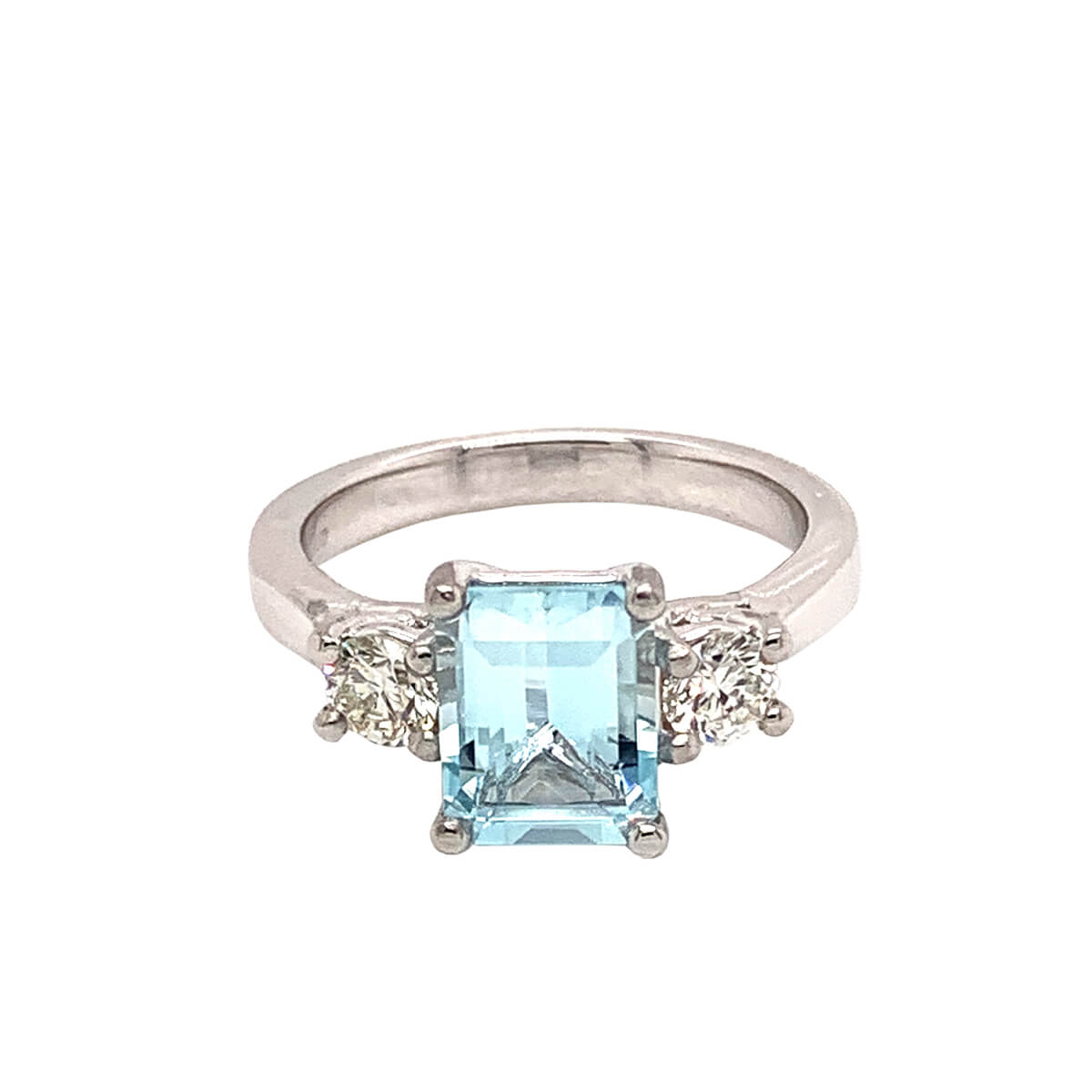 Aquamarine & Diamond Three Stone Ring