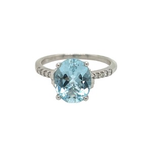 2.22ct Oval Aquamarine Solitaire Ring